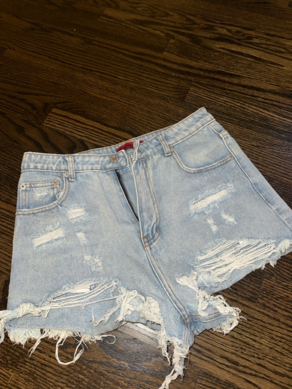 Signature8 Light Blue Distressed Denim Cutoff Shorts